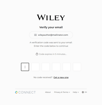 CONNECT verification screen requiring 6-digit code