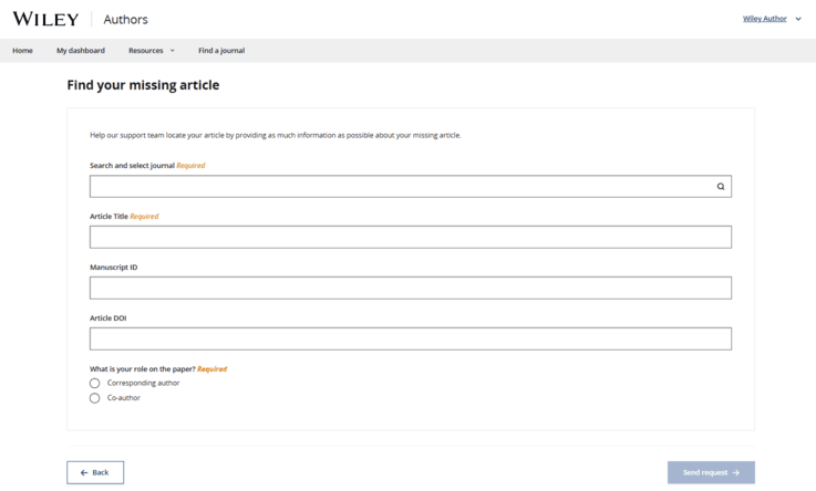 System form for submitting help request to Customer Support